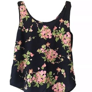 Bjewel Navy And Pink Floral Tank With Back Zip